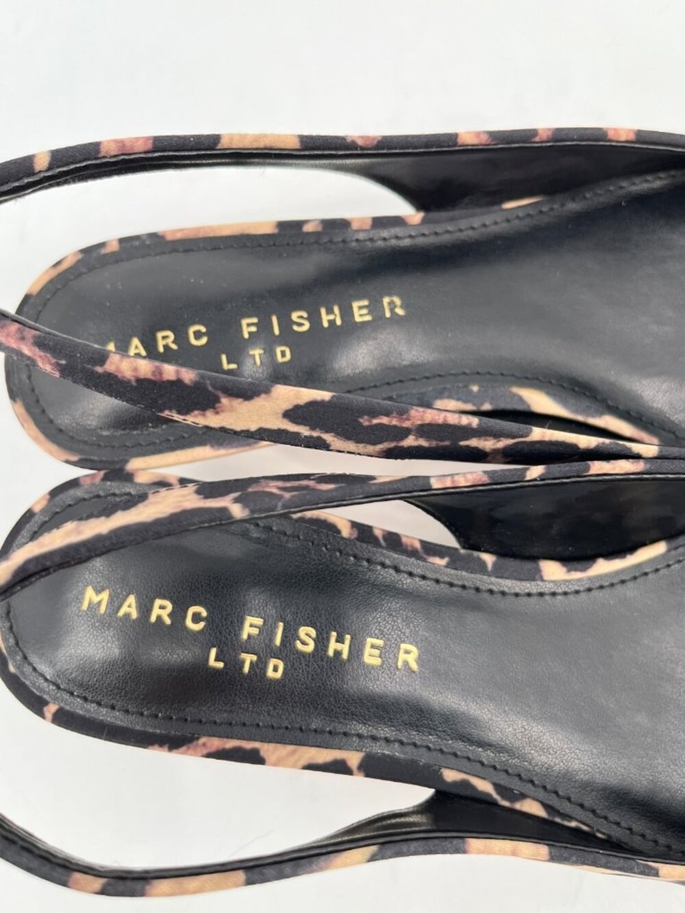 Marc Fisher Posey Slingback Pumps Leopard Size 7 Elastic Strap Kitten Heel - Picture 10 of 15